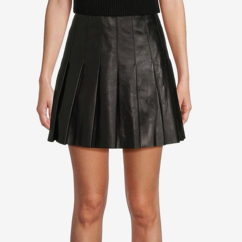 Genuine Leather Skirt - Antonio Melani Black Pleated Skirt - Size 6